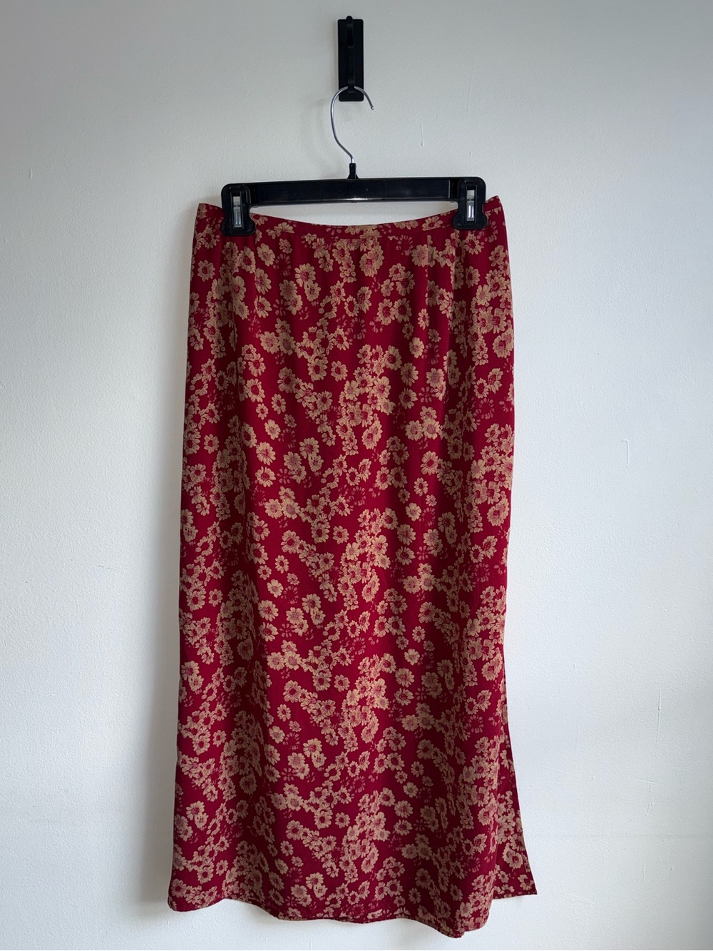 Norton McNaughton Red Floral Midi Maxi Skirt Size M Vintage 90s